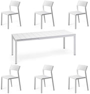 OFFERTA TAVOLO RIO 140/210 CON 6 SEDIE TRILL BISTROT BIANCO
