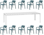OFFERTA TAVOLO RIO 210/280 CON 10 POLTRONE TRILL BIANCO/BLU OTTANIO