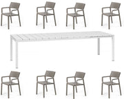 OFFERTA TAVOLO RIO 210/280 CON 8 POLTRONE TRILL BIANCO/TORTORA