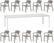 OFFERTA TAVOLO RIO 210/280 CON 10 POLTRONE TRILL BIANCO/TORTORA