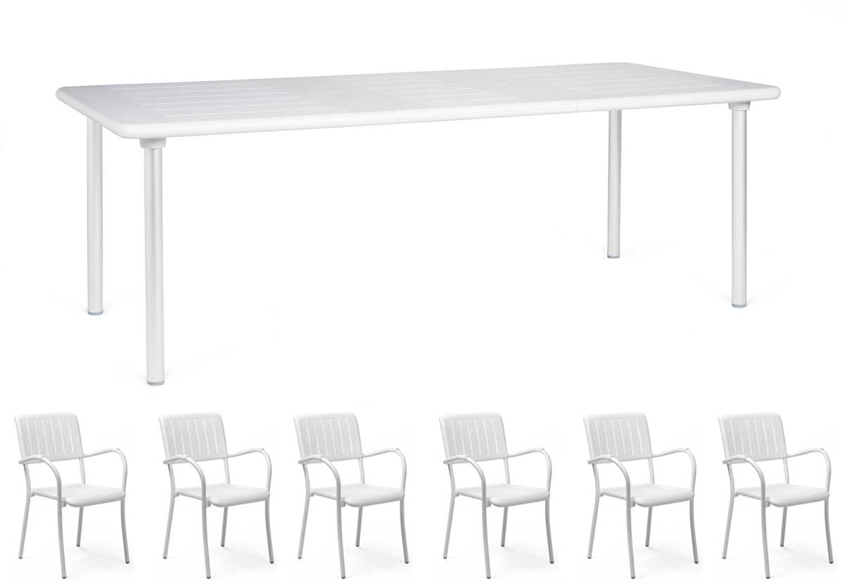 OFFERTA TAVOLO MAESTRALE 160/220CM ESTENSIBILE +6 POLTRONE MUSA COLORE A SCELTA