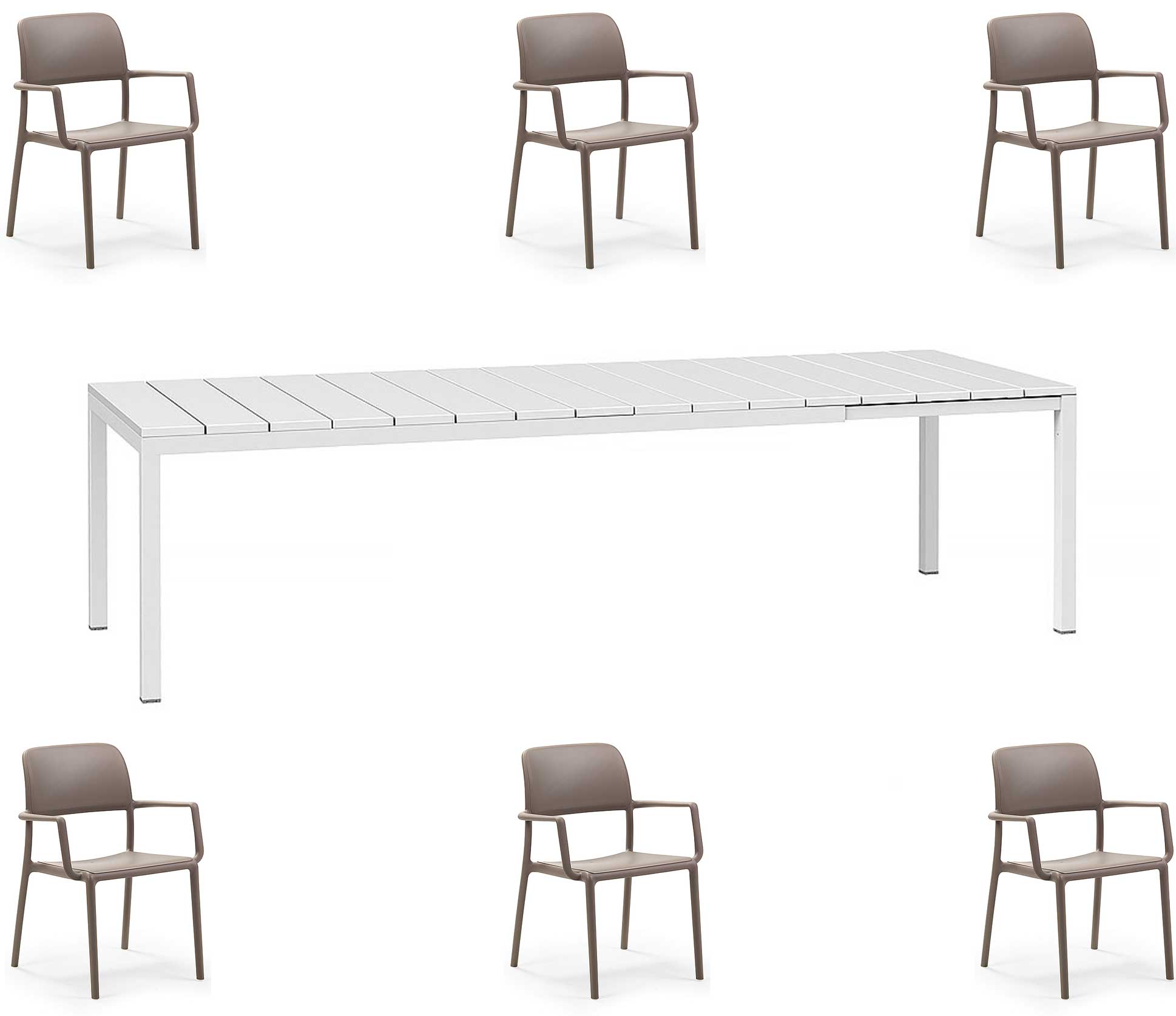 ANGEBOT: AUSZIEHBARER RIO-TISCH 210/280 CM + 6 RIVA-SESSEL IN IHRER FARBWAHL