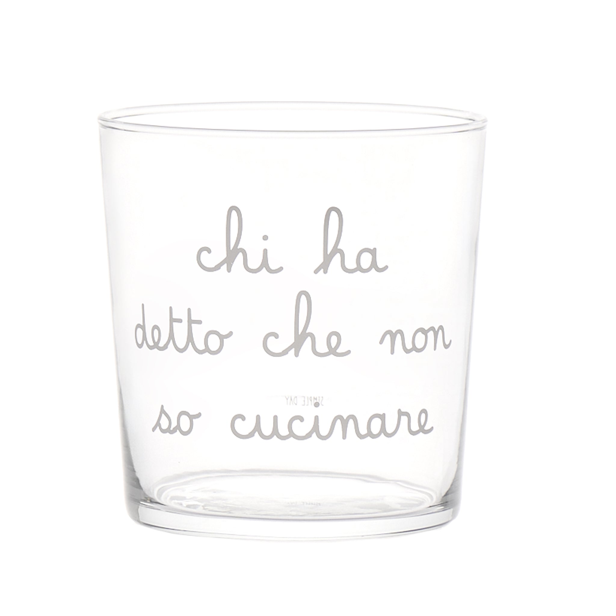 Set 6 Bicchieri acqua Chi ha detto che non so cucinare 35,5cl Serigrafia Bianca Simple Day