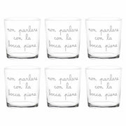 Set 6 Bicchieri acqua Non parlare con la bocca piena 35 5cl Trasparente SIMPLE DAY