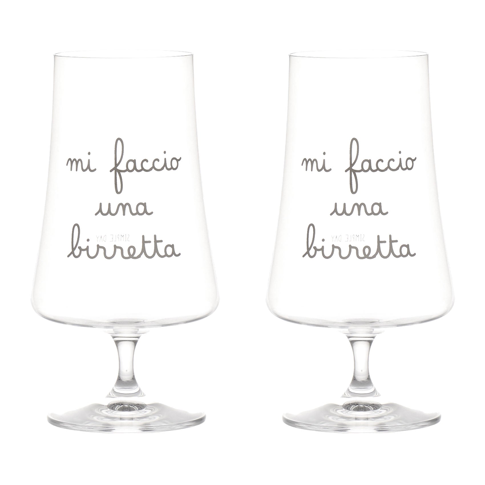 Set 2 Bicchieri Birra Mi faccio una birretta 55cl Altezza 18.7cm D 7.1cm Simple Day