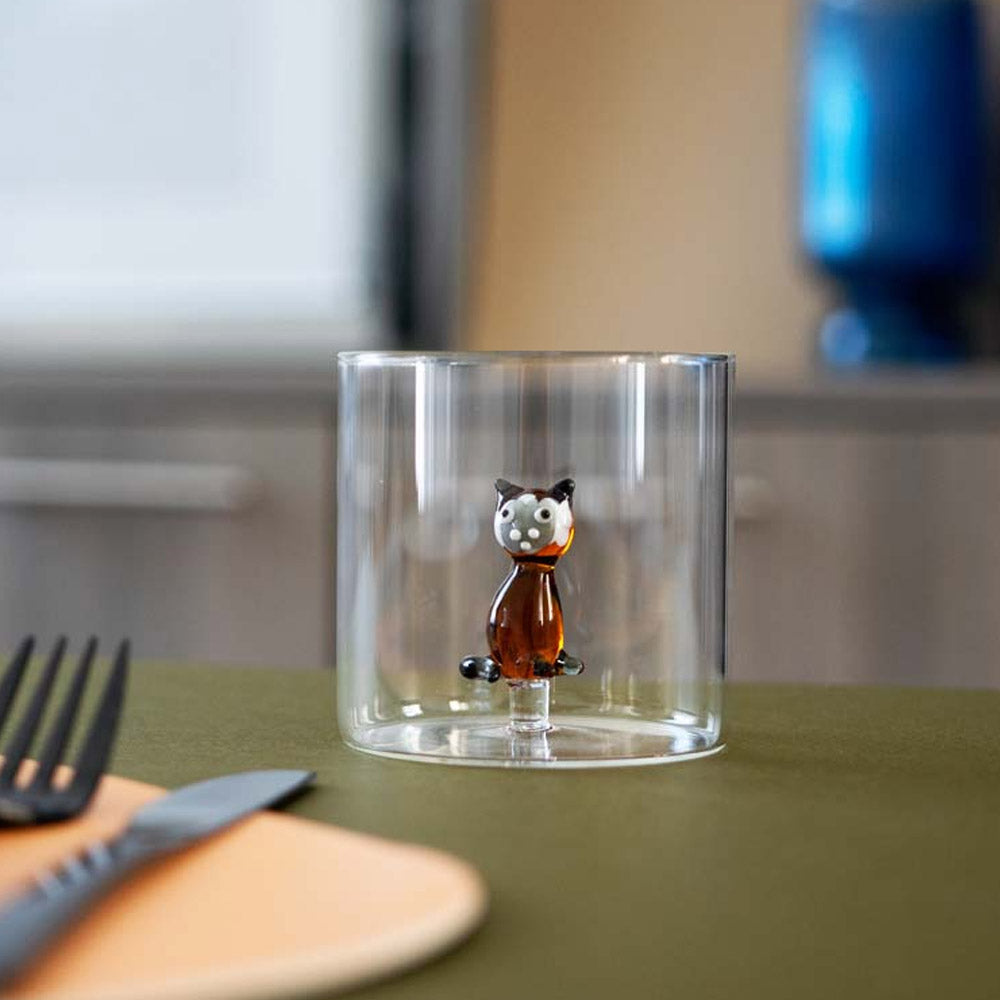 BICCHIERE IN VETRO BOROSILICATO 250ML GATTO SIAMESE