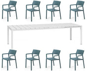 OFFERTA TAVOLO RIO 210/280 CON 8 POLTRONE TRILL BIANCO/BLU OTTANIO
