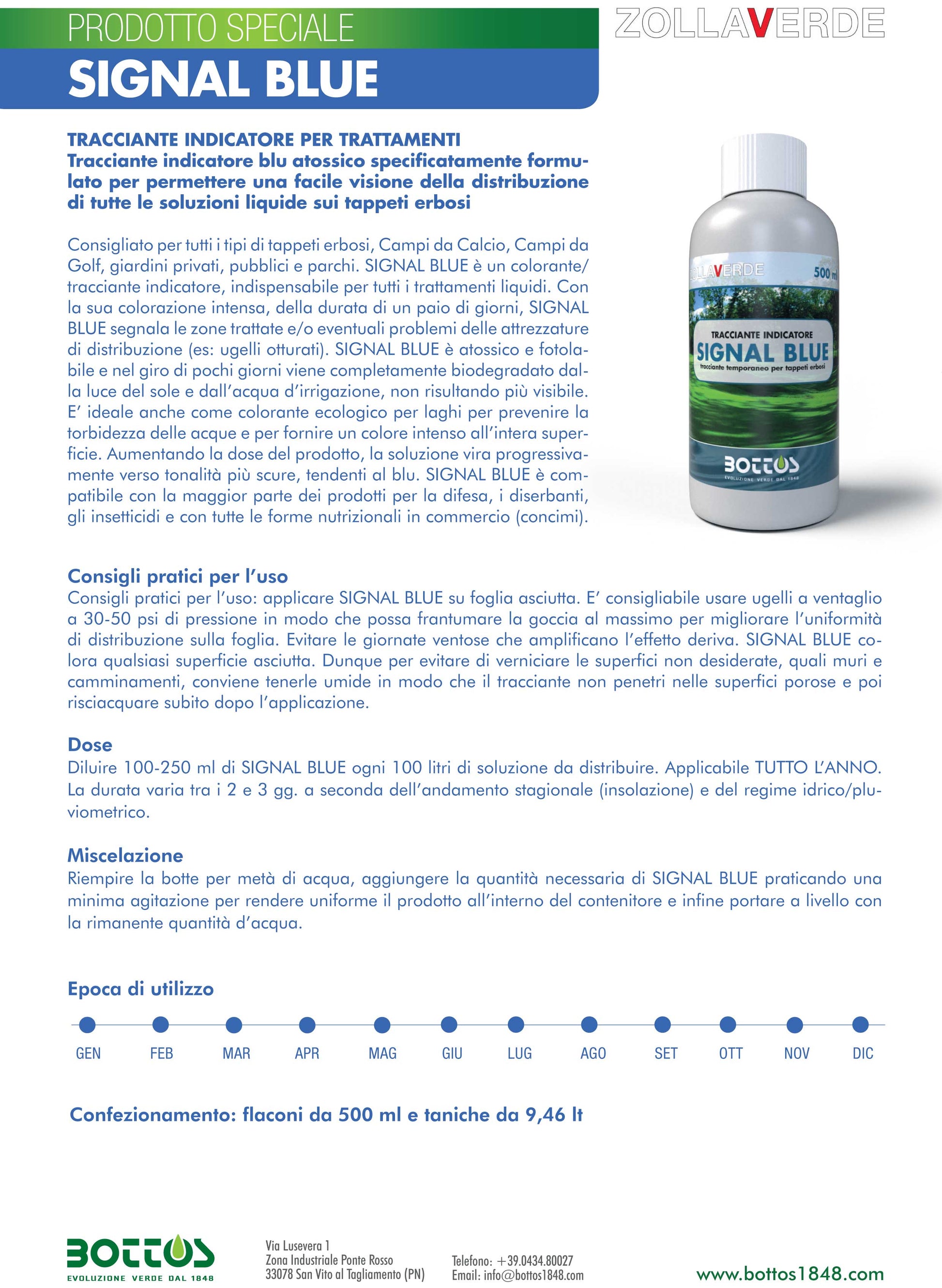 TRACCIANTE INDICATORE PER TRATTAMENTI PRATO ZOLLAVERDE SIGNAL BLUE 500ML