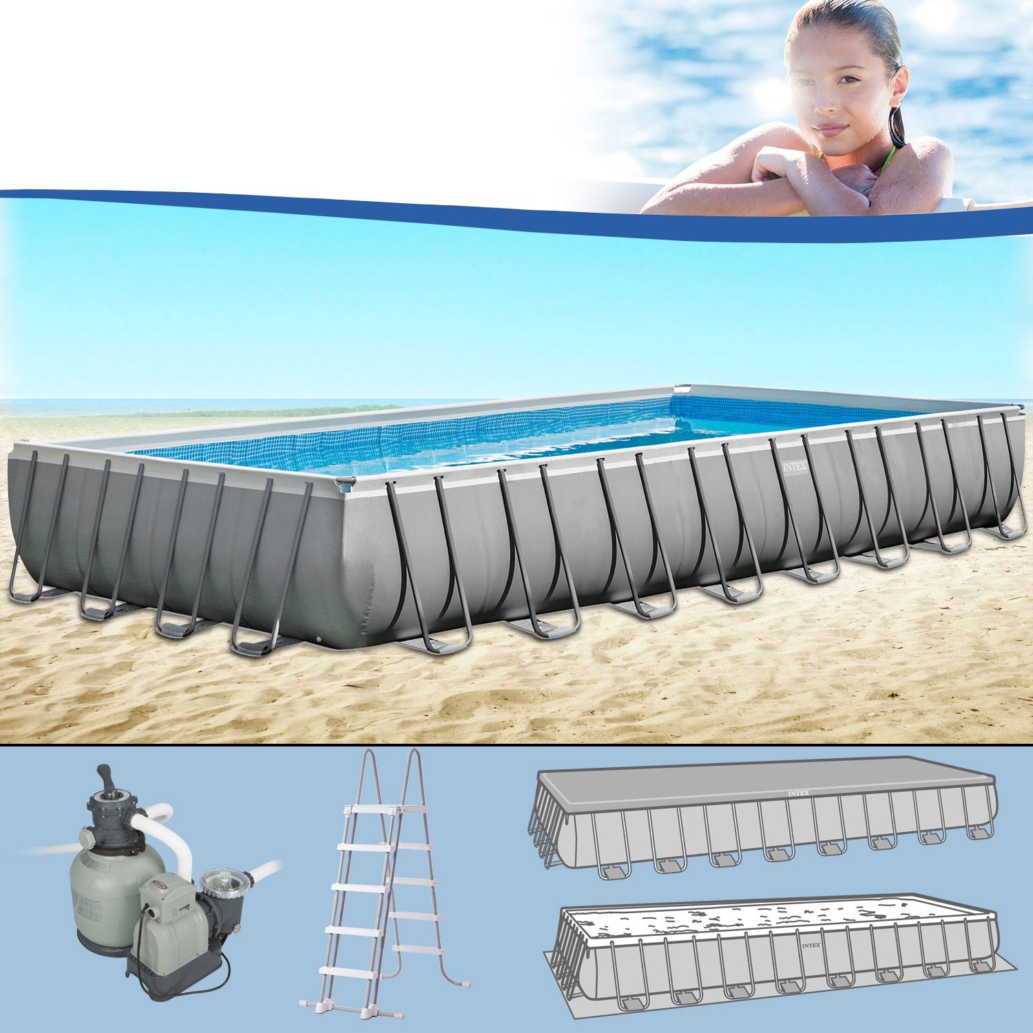 PISCINA ULTRA FRAME CM 975X488X132 RETTANGOLARE