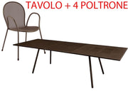 SET TAVOLO BRIDGE ALLUNGABILE 160/210X90 +4 POLTRONE RONDA MARRONE