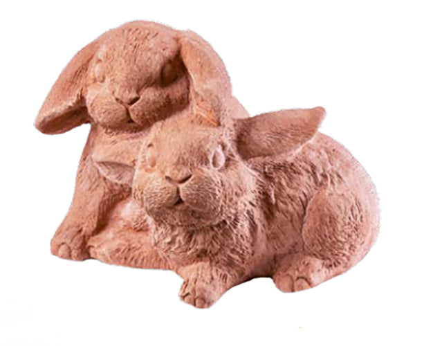 CONIGLI INNAMORATI CM.14 IN TERRACOTTA