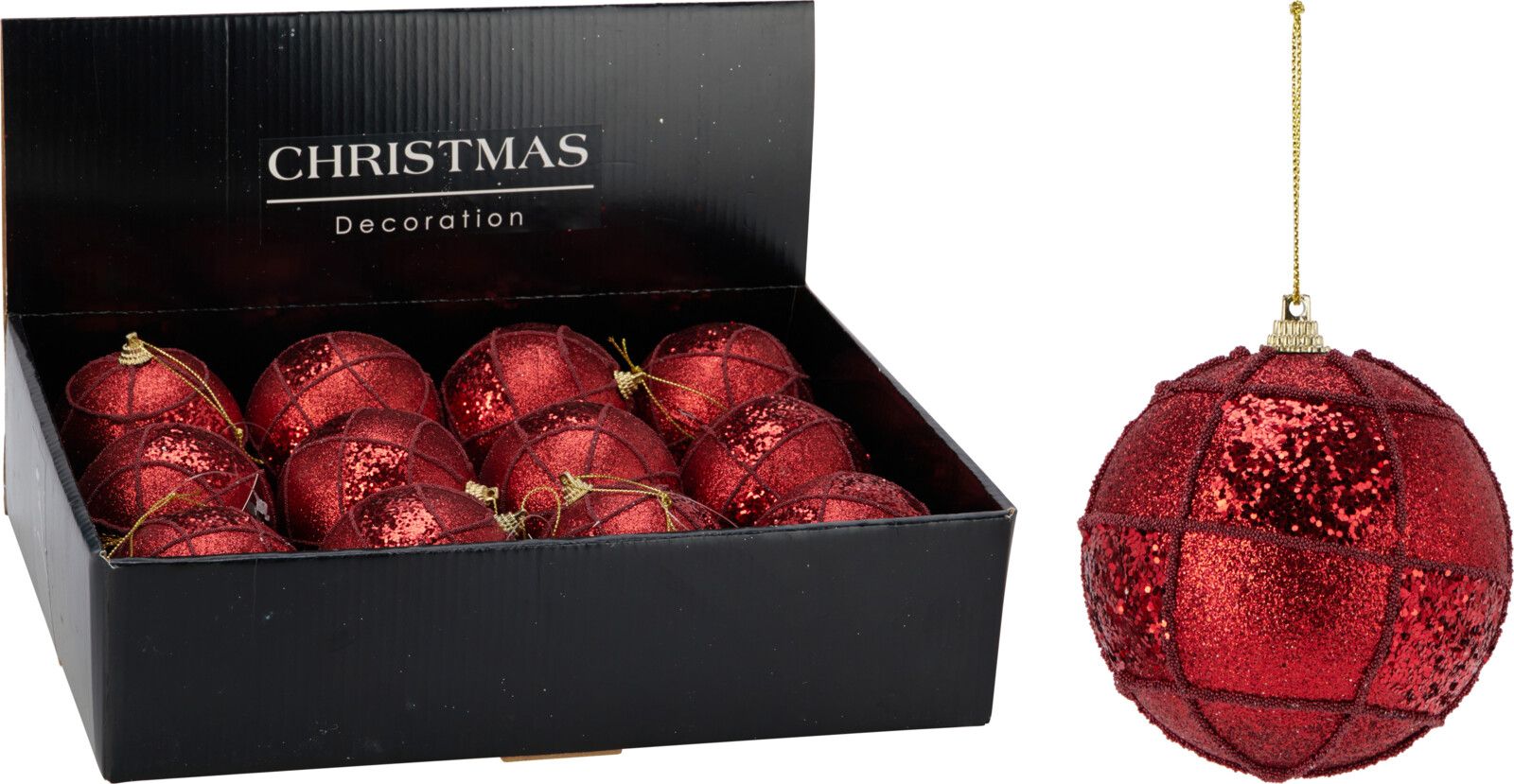 pallina di natale Glitter Natalizia 8cm Rossa