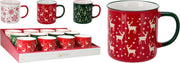 Tazza Natalizia 220ml modello assortito Rosso/Verde/Bianco