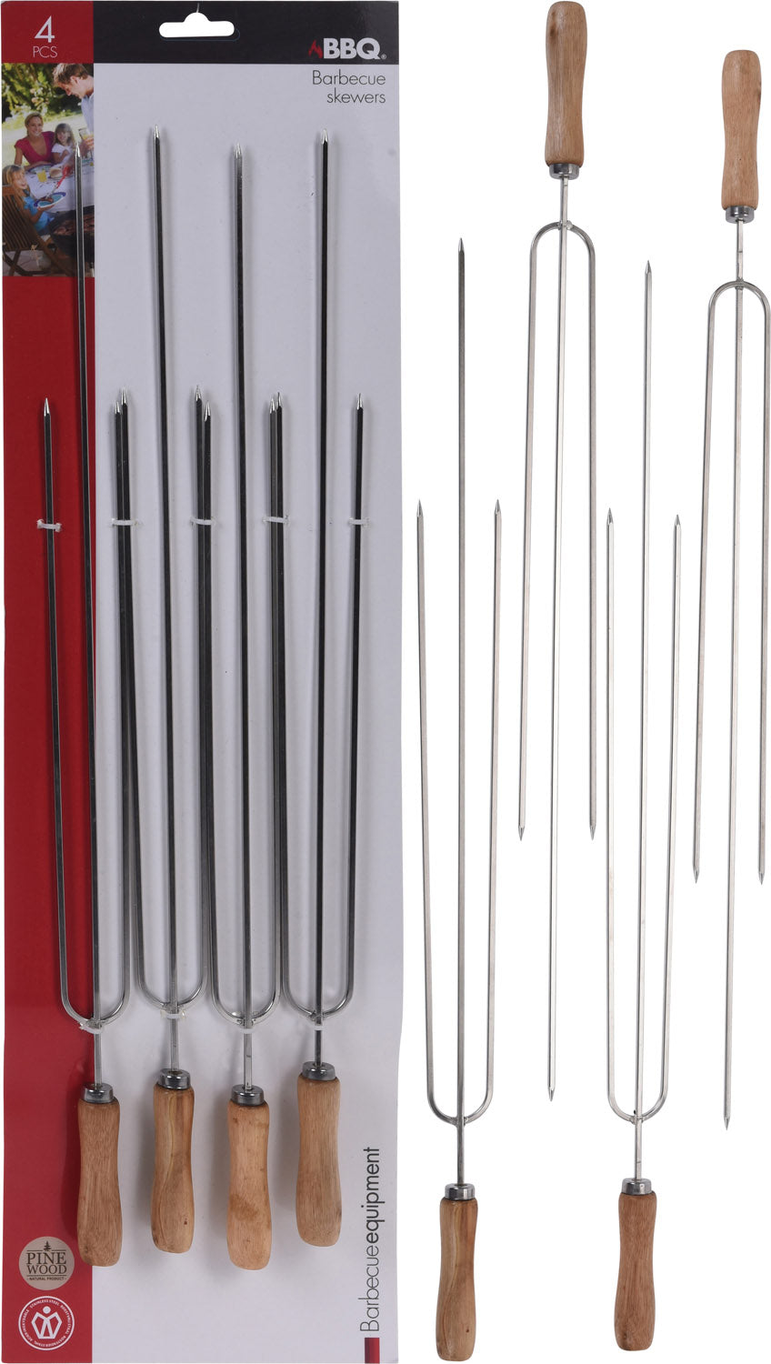 SET 4 SPIEDINI A 3 PUNTE PER BARBECUE 47CM