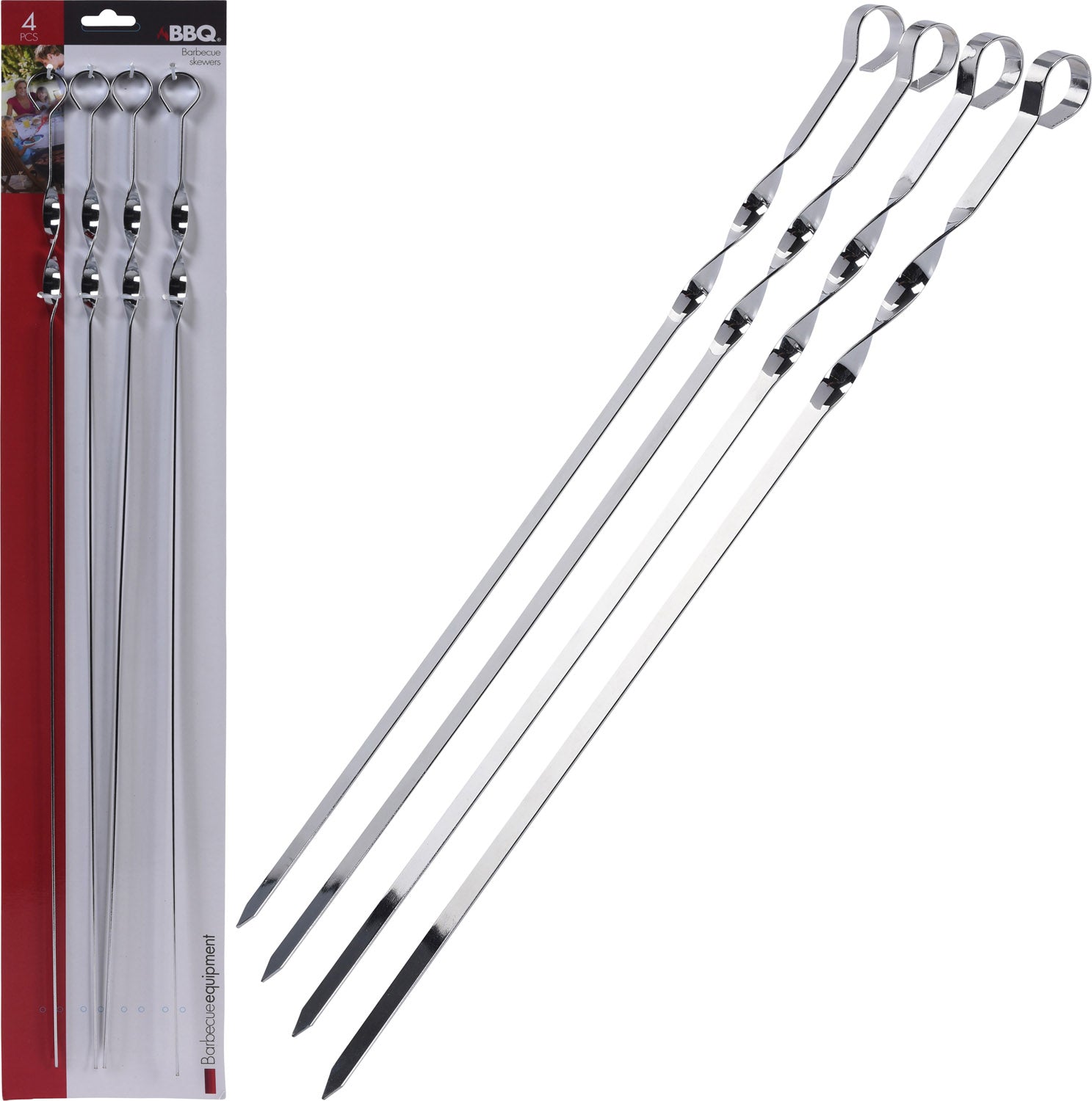 SET 4 SPIEDINI CROMO 45CM PER BARBECUE