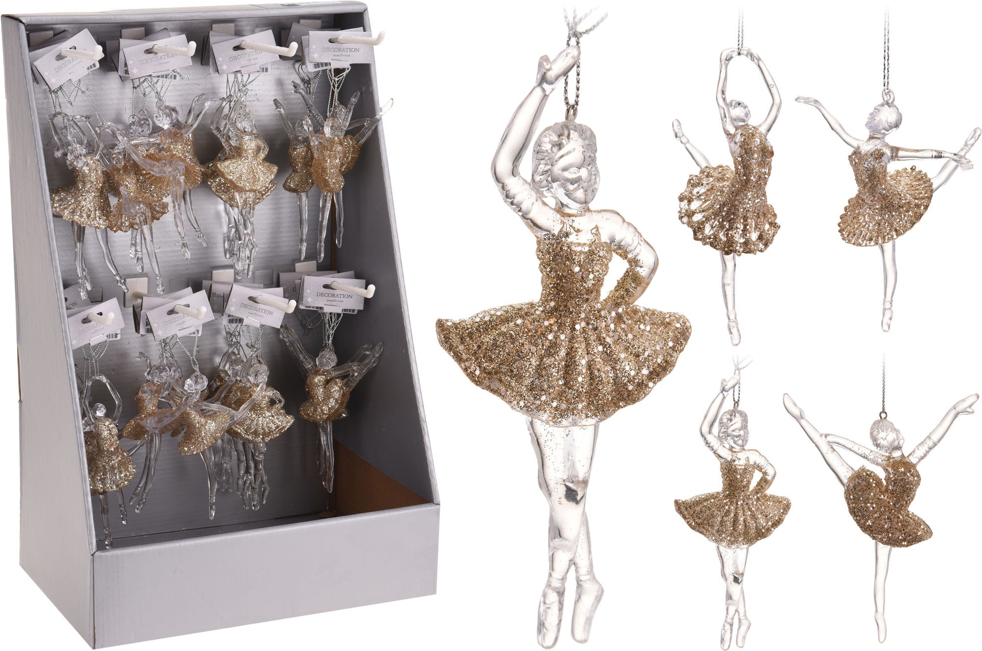OFFERTA 4 BALLERINE APPENDIBILI 14CM CON GLITTER ORO ASSORTITE