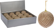 OFFERTA 6 PALLINE EFFETTO RETE 10CM CHAMPAGNE GLITTERATE