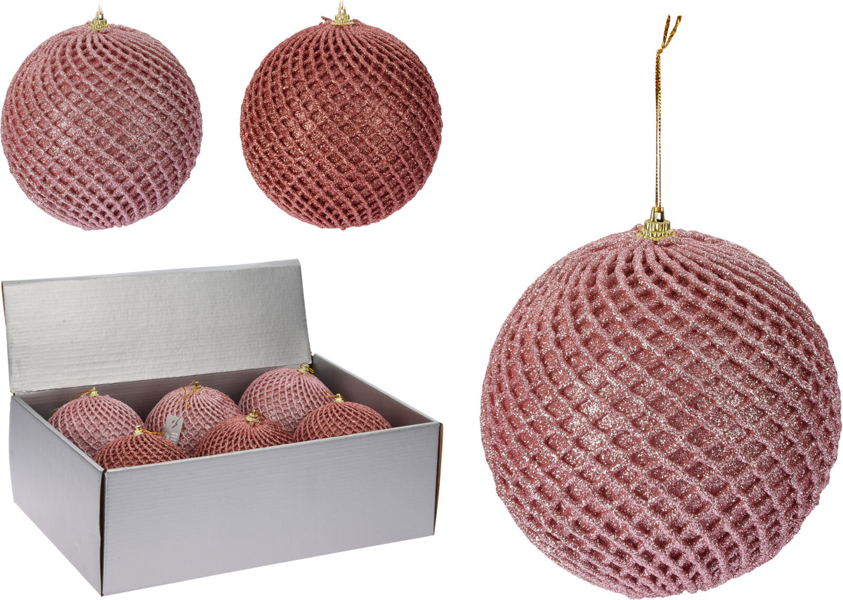 PALLINA RETE 12CM ROSA GLITTERATA ASSORTITA