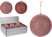 PALLINA RETE 12CM ROSA GLITTERATA ASSORTITA