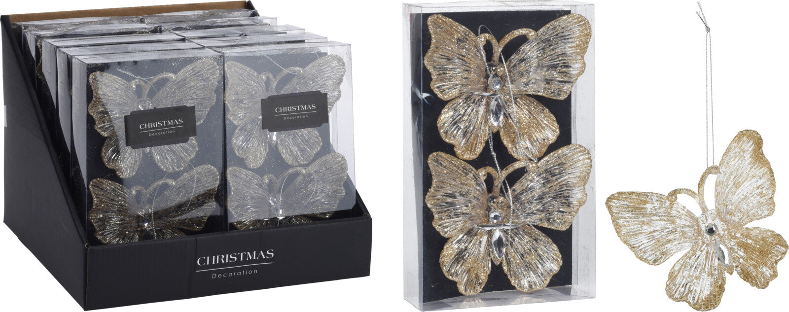 OFFERTA 6 FARFALLE APPENDIBILI CHAMPAGNE 10CM