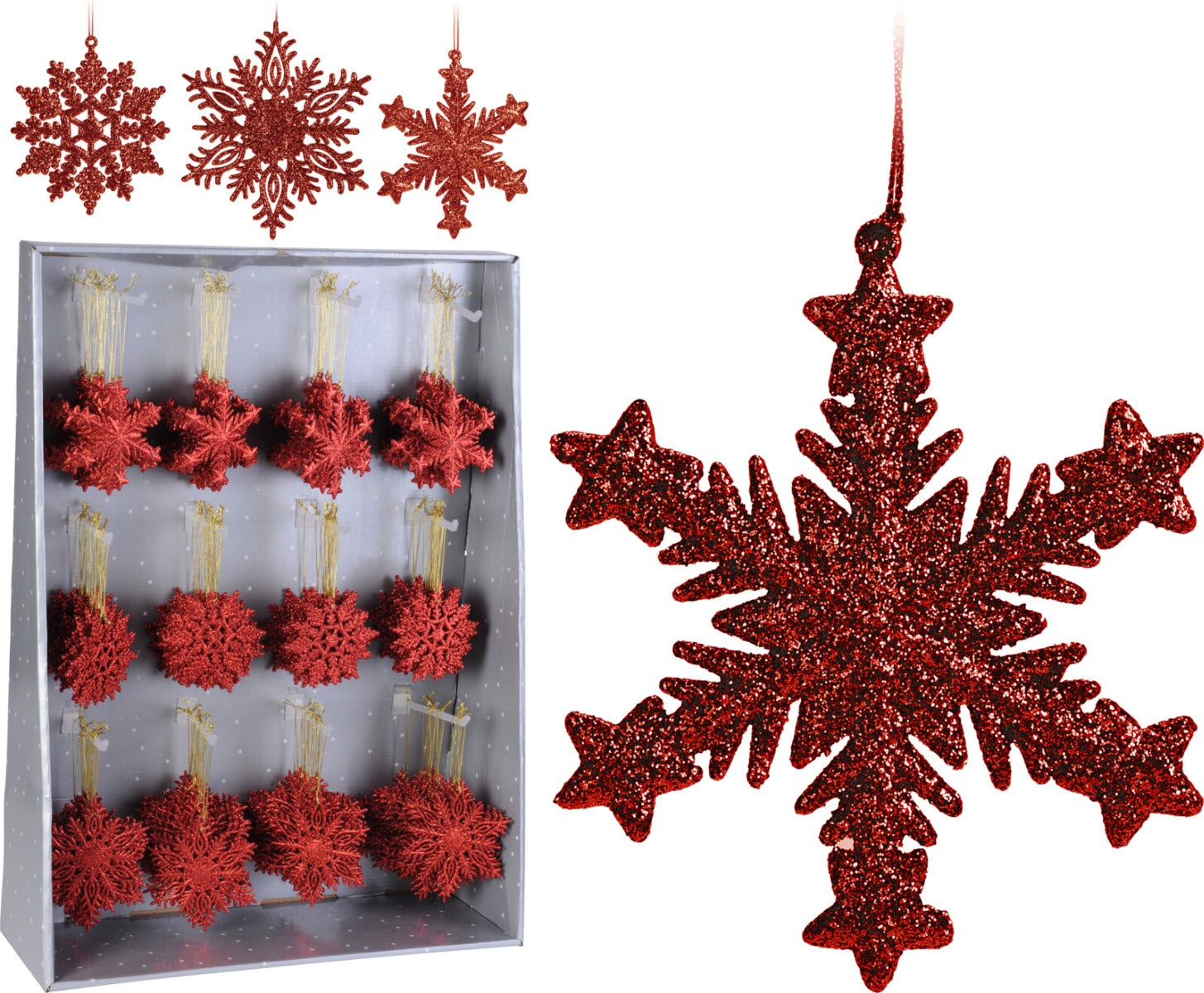 OFFERTA 6 PENDENTI NATALIZI FIOCCHI ROSSI 10CM