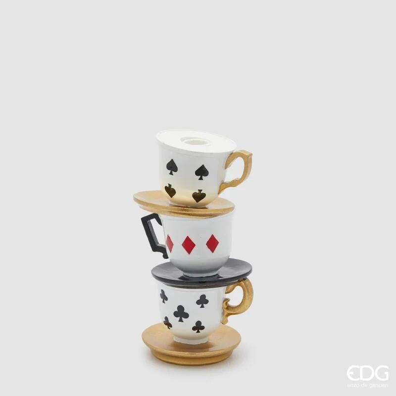 Portacandela Tazza H.22 D.10 Bianco/Nero