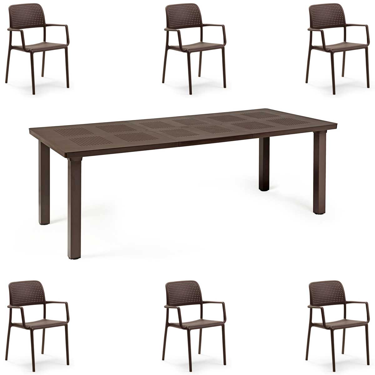 OFFERTA TAVOLO LEVANTE ALLUNGABILE 160/220CM +6 POLTRONE BORA COLORE A SCELTA