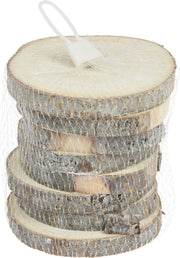 8 DISCHI DECORATIVI IN LEGNO SBIANCATO 8X1CM