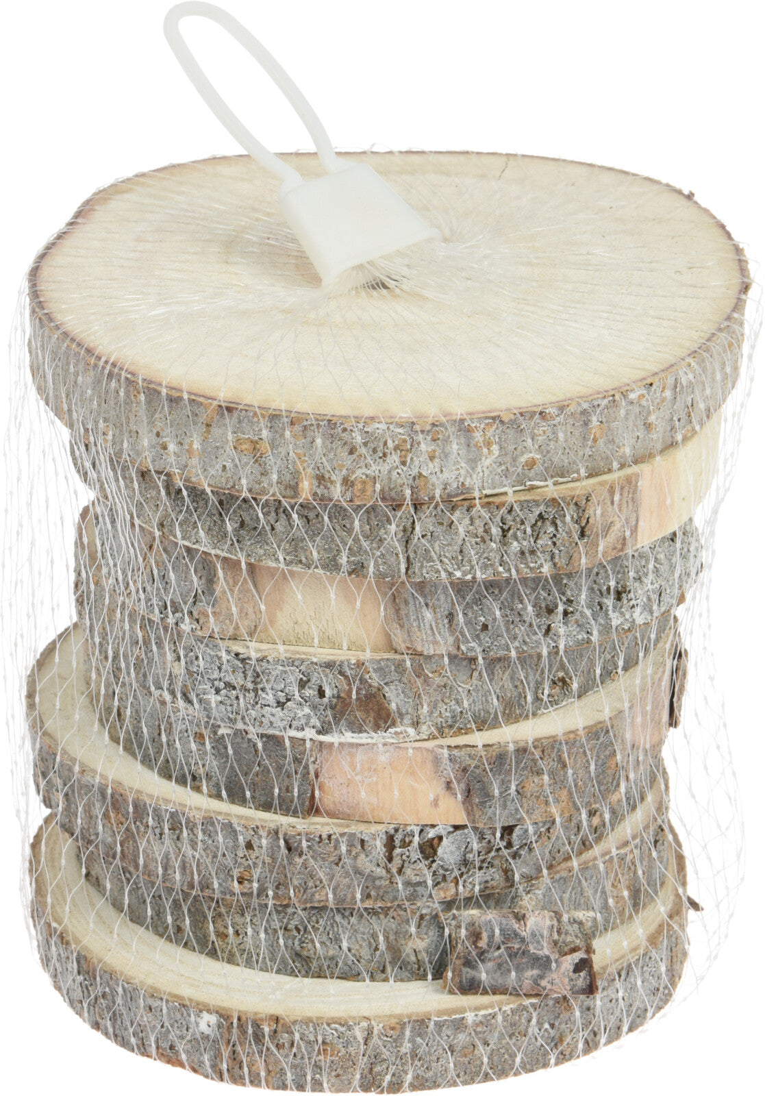 8 DISCHI DECORATIVI IN LEGNO SBIANCATO 8X1CM