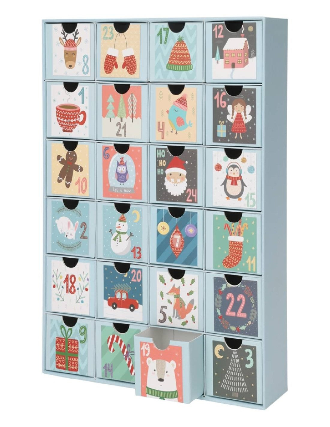 calendario avvento natalizio 38cm - azzurro