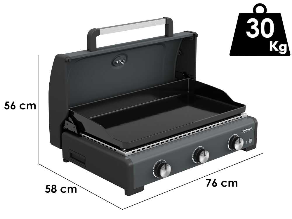 Plancha a Gas Portatile Sigma 3 Cook 3 Fuochi Nero e Grigio Campingaz