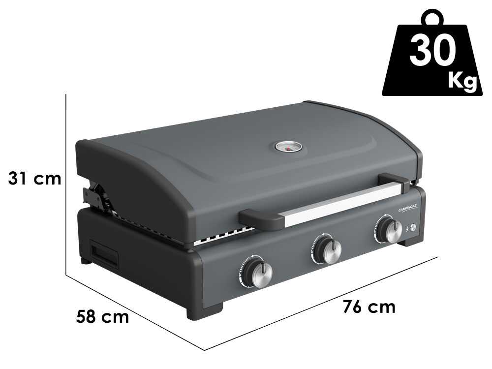 Plancha a Gas Portatile Sigma 3 Cook 3 Fuochi Nero e Grigio Campingaz
