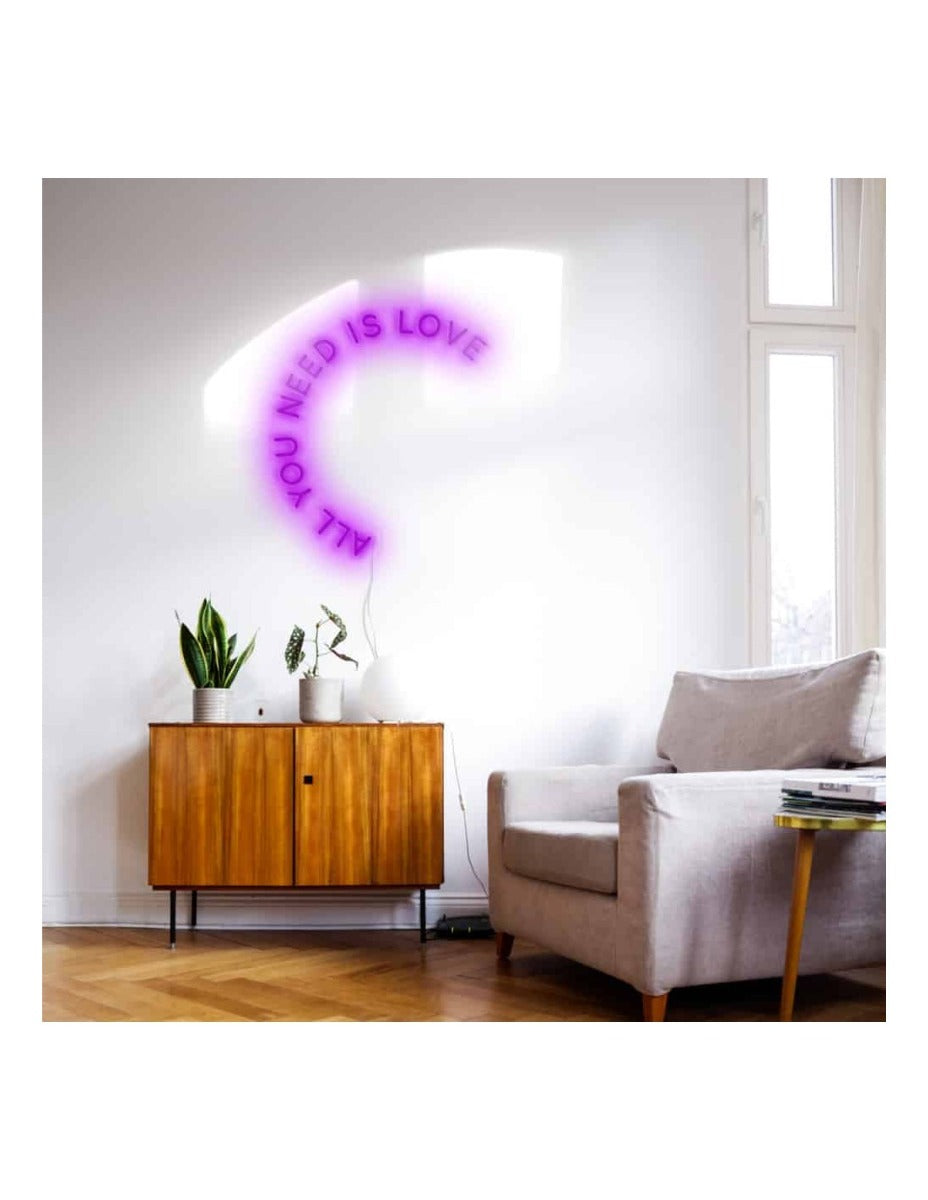 INSEGNA LUMINOSA NEON CANDYSHOCK MEDIUM ALL YOU NEED IS LOVE VIOLA