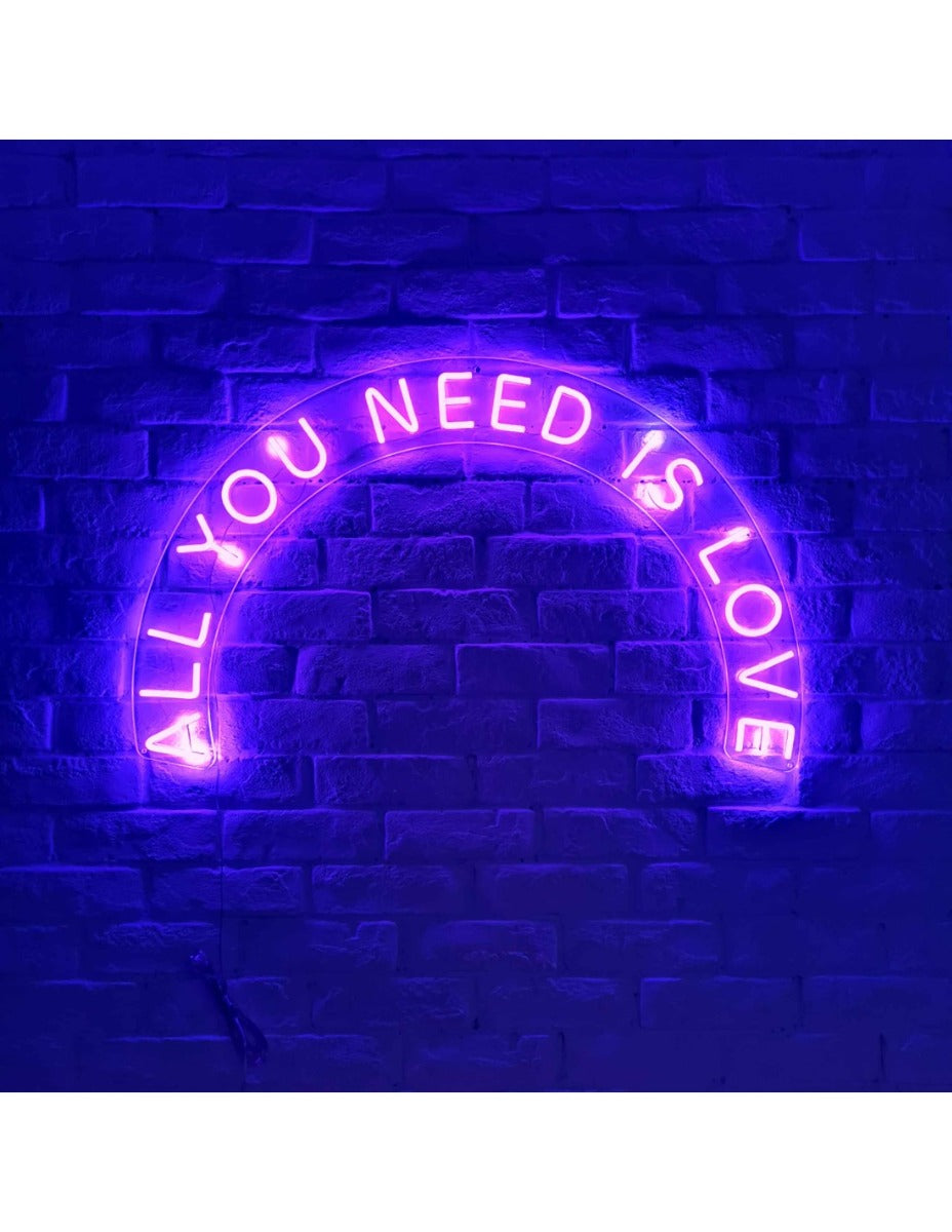 INSEGNA LUMINOSA NEON CANDYSHOCK MEDIUM ALL YOU NEED IS LOVE VIOLA