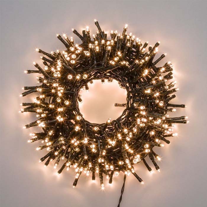 LUCI DI NATALE CATENA, 20,5MT, 1000 MINILED D6, BIANCO CALDO