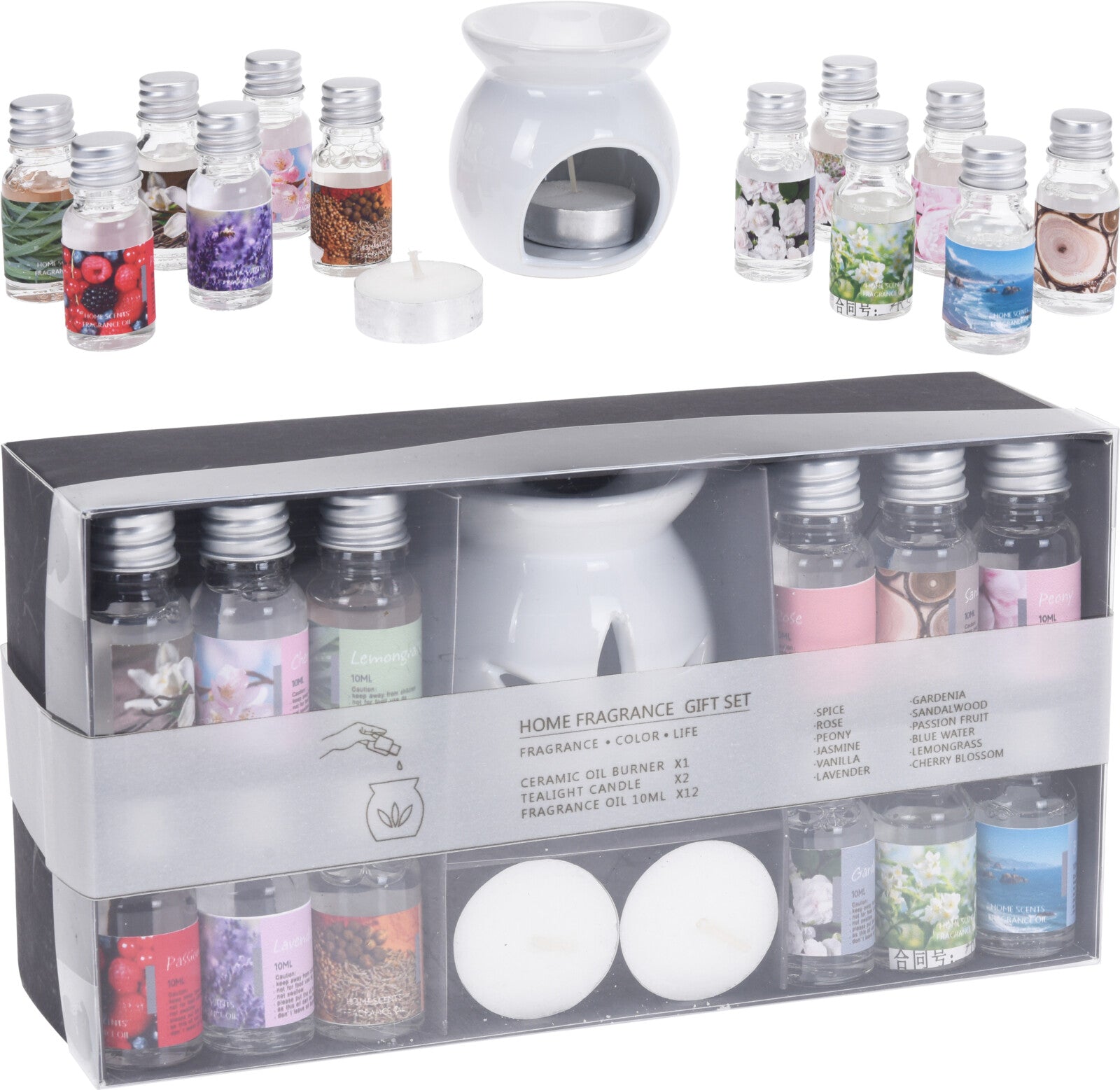 SET REGALO 15 PEZZI BRUCIATORE OLI PROFUMATI E CANDELE