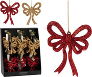 decorazione natalizia appendibile Fiocco Natalizio 13cm modello assortito Oro/Rosso