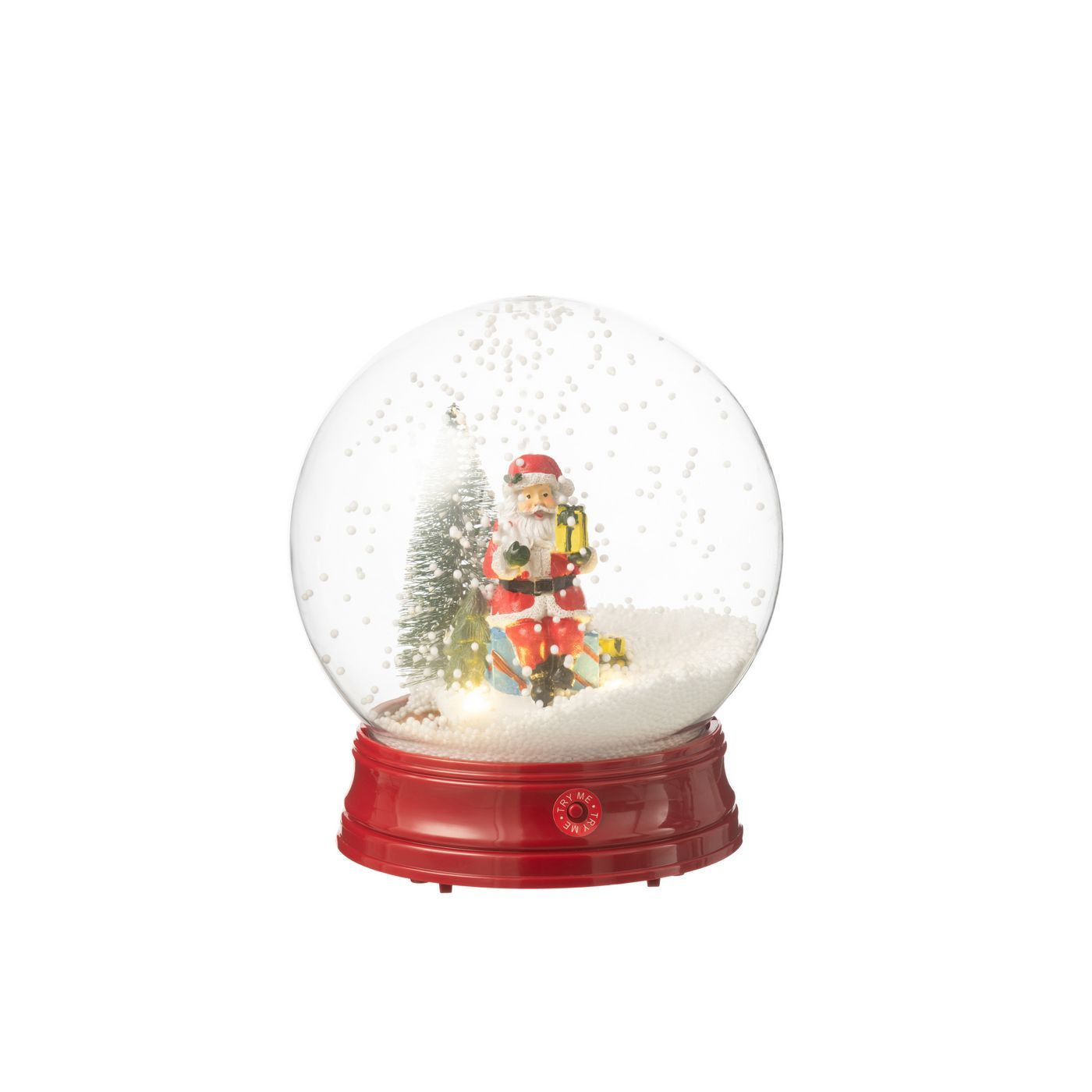 Palla in plastica decorativa Neve Babbo Natale con Albero e LED 21x21x23 cm