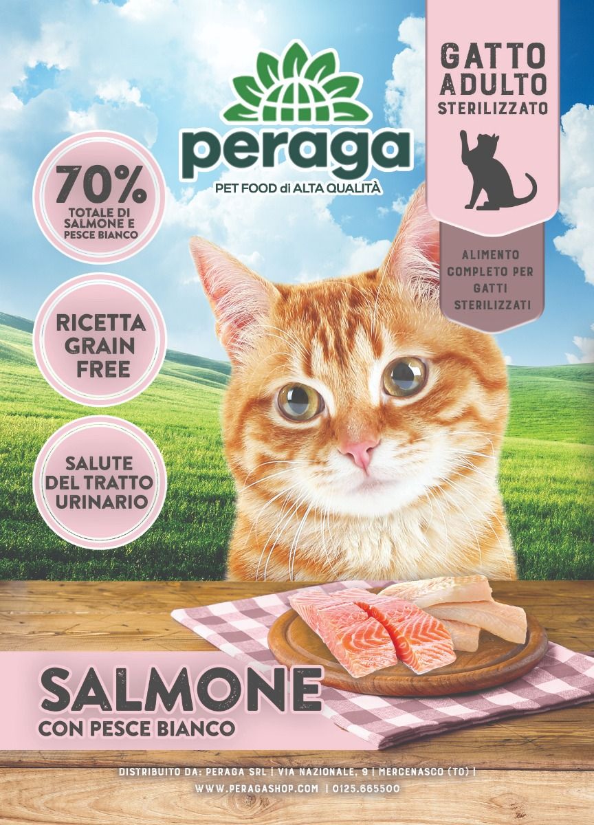 CROCCHETTE PERAGA PER GATTO ADULTO STERILIZZATO 5KG SALMONE CON PESCE BIANCO