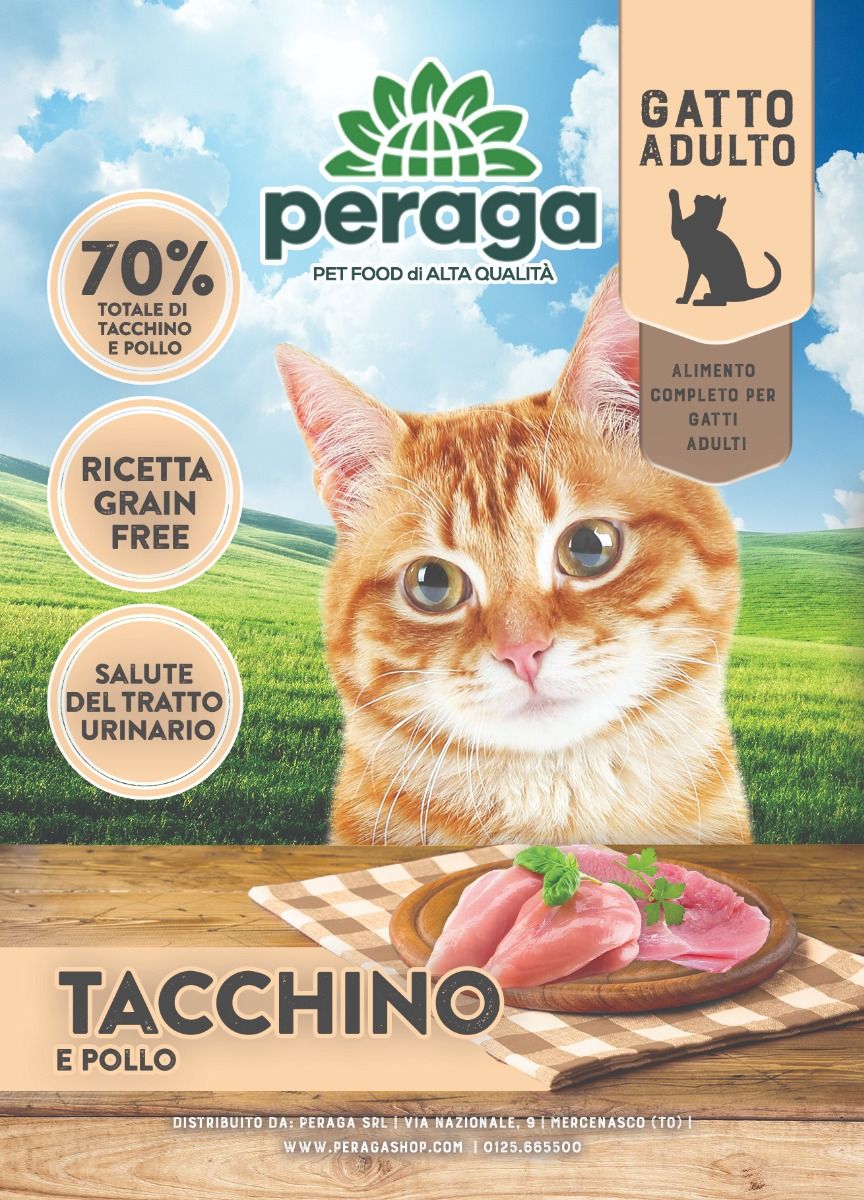 CROCCHETTE PERAGA PER GATTO ADULTO 5KG TACCHINO E POLLO