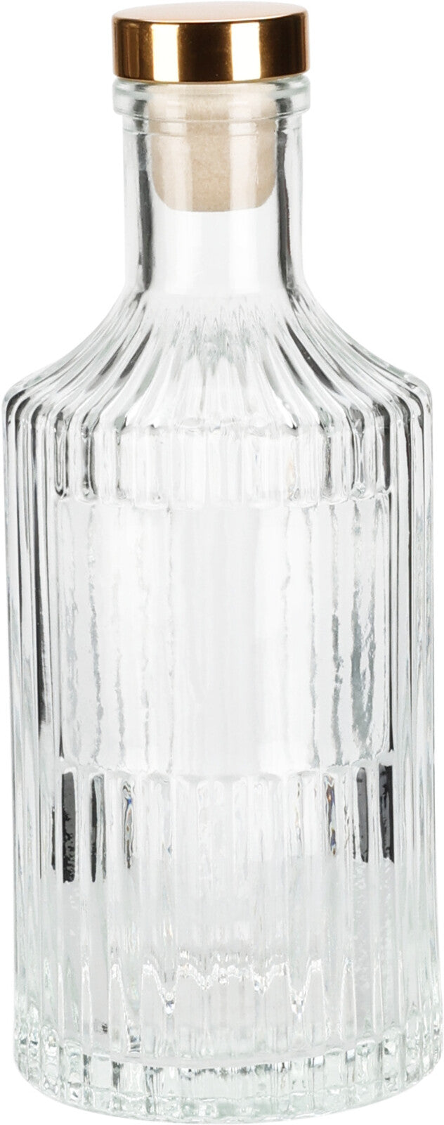 BOTTIGLIA IN VETRO 250ML DECORATIVA CON TAPPO ORO