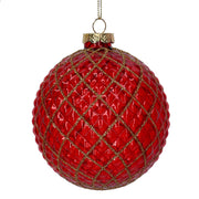 Pallina in vetro con Decoro Oro D.10 cm Rosso