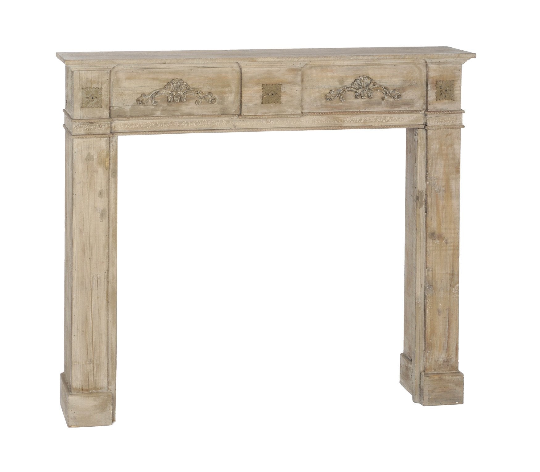 CORNICE CAMINO DECORATIVA LEGNO ANTICATO 137XH113X20CM