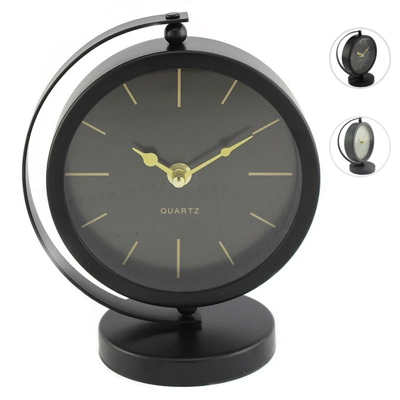 OROLOGIO DA TAVOLO IN METALLO NERO 15.5X10.5X20CM