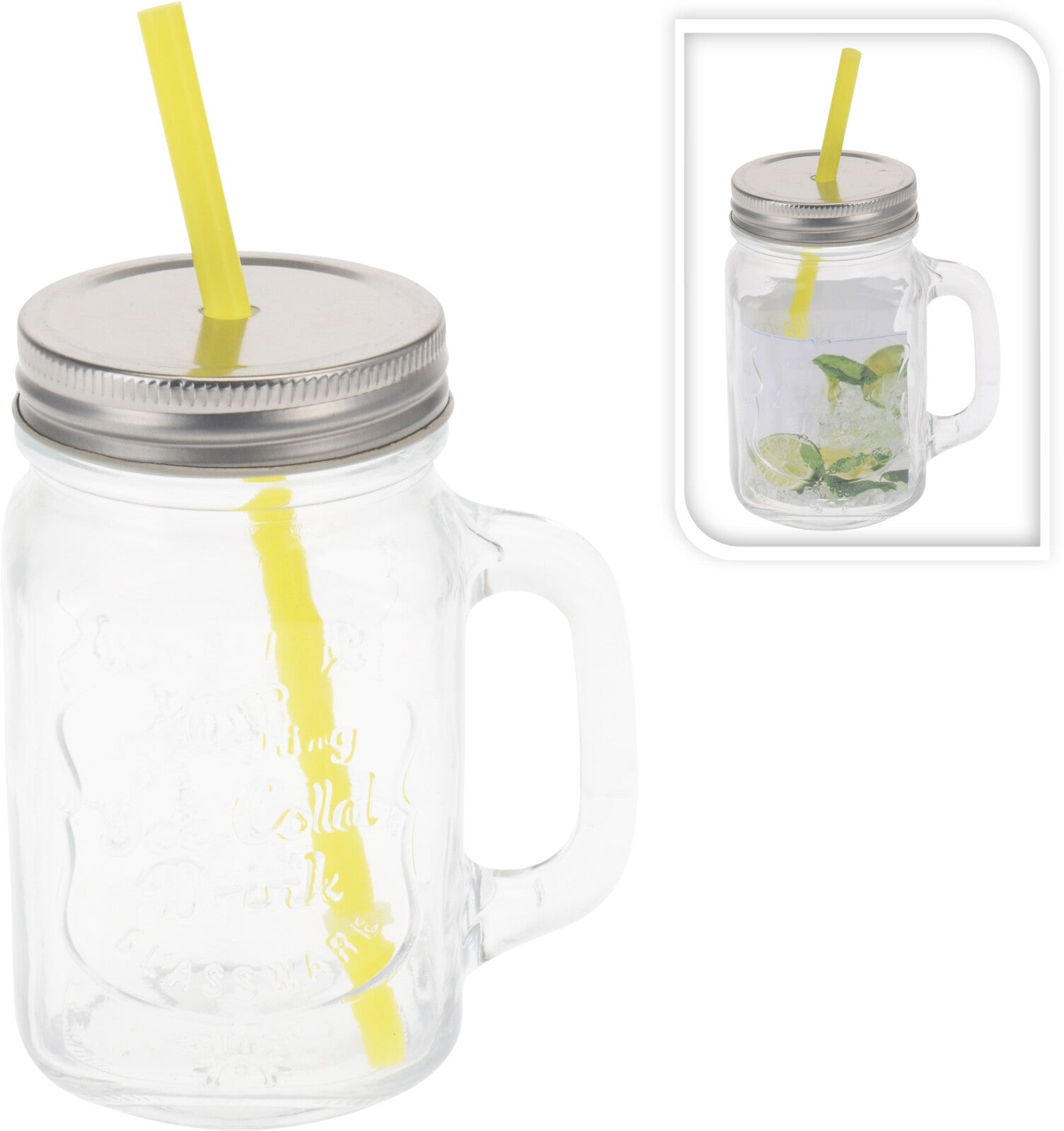 BICCHIERE BARATTOLO CON CANNUCCIA 450ML