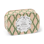 Candela in Latta Stampata Cherie 127g Rosa Verde Yuzu Woods Paddywax
