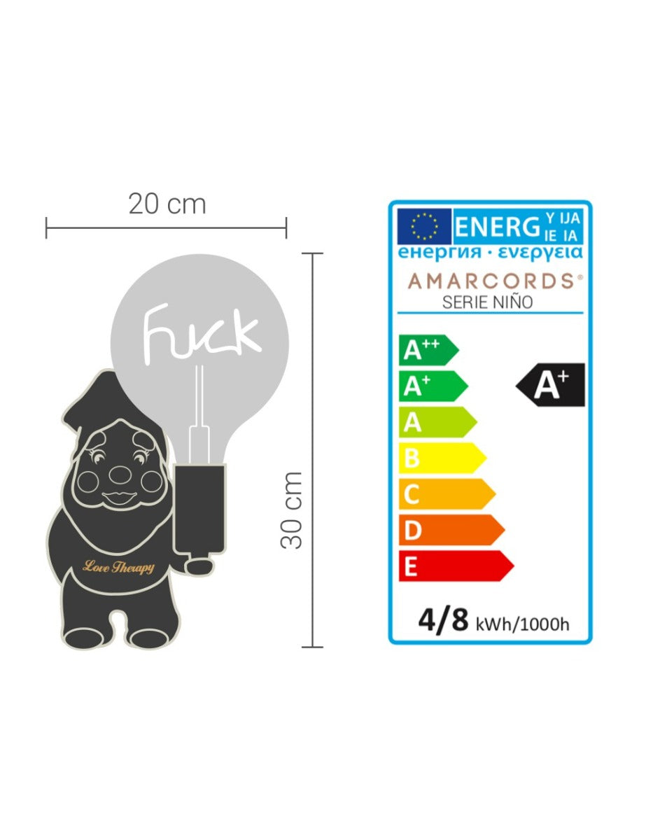 LAMPADA DA TAVOLO NANO NINO NERO SCRITTA "F**K"