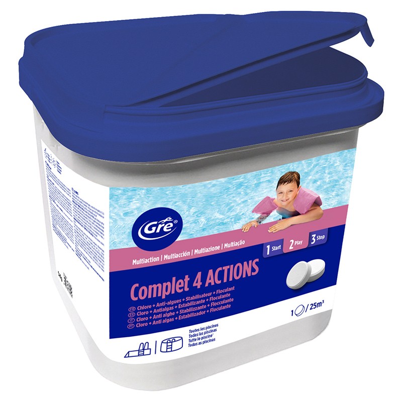 MULTI FUNZIONI 4 AZIONI PASTIGLIE 250GR PER PISCINE - 5 KG