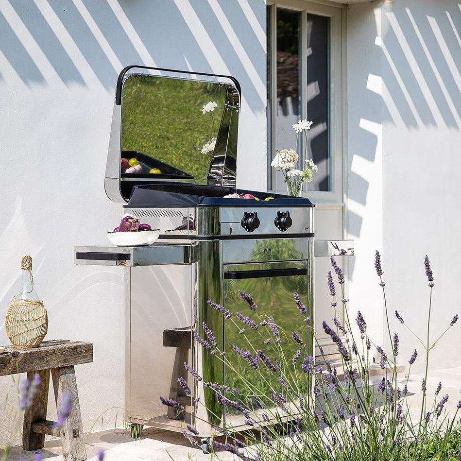 ENO Piastra a Gas ENOSIGN 65 su Carrello, 100x126x67 cm, Acciaio Inox