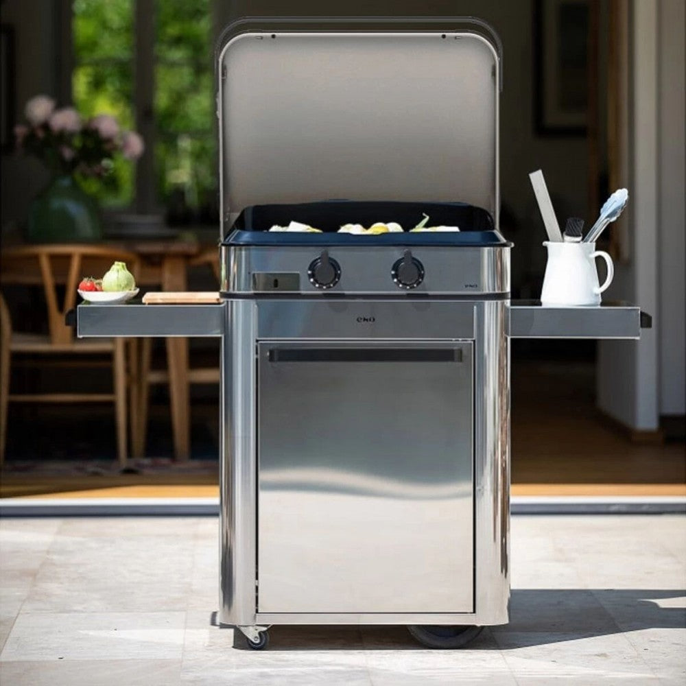 ENO Piastra a Gas ENOSIGN 65 su Carrello, 100x126x67 cm, Acciaio Inox